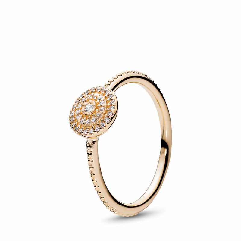 Pandora Australia Radiant Elegance Promise Ring - 14k Gold | DAHFVG604